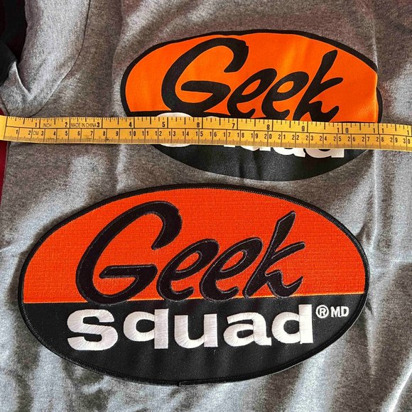GEEK SQUAD Ringer Women's Tee Size L Made in USA + Huge GS jacket patch NEW - Picture 5 of 5